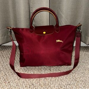 🌀NWOT Longchamp Le Pliage Neo Medium Nylon Wine Red Crossbody Shoulder Bag
